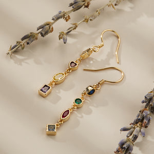 Rainbow Gemstone Dangle Statement Earrings
