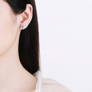Emerald Princess Cut Moissanite Halo Earrings - Perimade & Co.