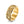 Gold evil eye spinner band ring on a white surface