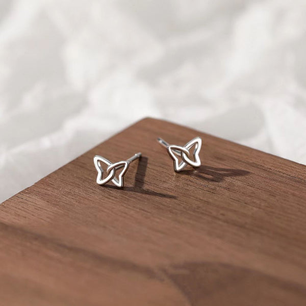 Silver Dainty Butterfly Stud Earrings