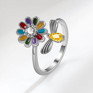 Flower Bee Anxiety Fidget Spinner Bypass Ring - Perimade & Co.