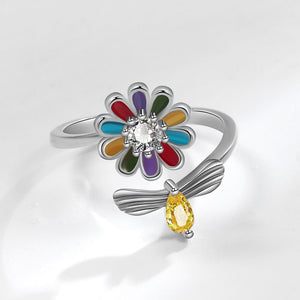 Flower Bee Anxiety Fidget Spinner Bypass Ring - Perimade & Co.