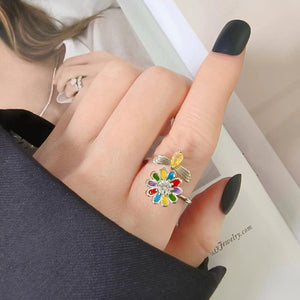 Flower Bee Anxiety Fidget Spinner Bypass Ring - Perimade & Co.