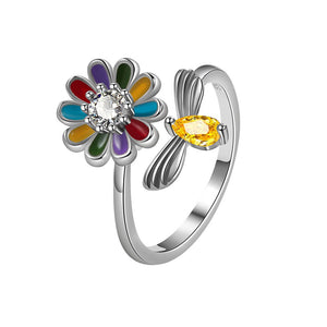 Flower Bee Anxiety Fidget Spinner Bypass Ring - Perimade & Co.