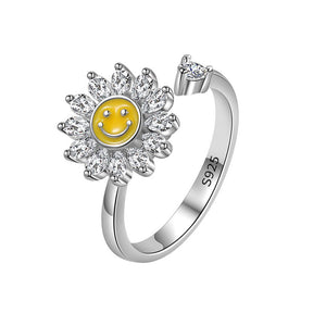 Flower Smiley Anxiety Fidget Spinner Ring - Perimade & Co.