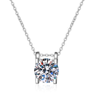Four - Prong Moissanite Box Chain Necklace - Perimade & Co.