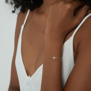 Gold Cross Charm Stacking Bracelet - Perimade & Co.