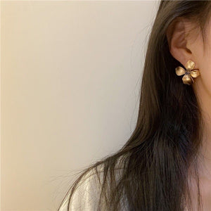 Gold Flower Petal Statement Stud Earrings - Perimade & Co.
