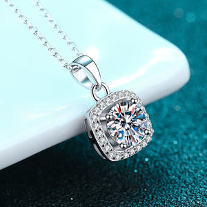 Halo Moissanite Wedding Charm Necklace - Perimade & Co.