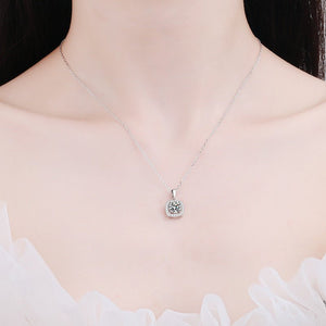 Halo Moissanite Wedding Charm Necklace - Perimade & Co.