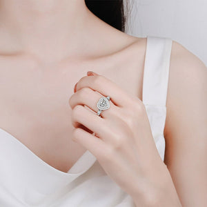 Heart Moissanite Double Halo Engagement Ring - Perimade & Co.
