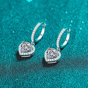 Heart Moissanite Halo Dangle Drop Earrings - Perimade & Co.