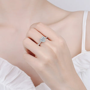 Heart Moissanite Halo Pave Engagement Ring - Perimade & Co.