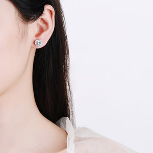Heart Moissanite Halo Wedding Stud Earrings - Perimade & Co.
