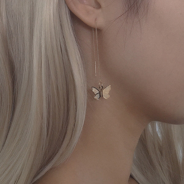 Butterfly Dangle Drop Threader Earrings