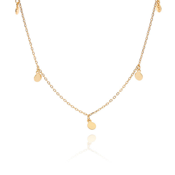 Dainty Gold Round Circle Charm Necklace
