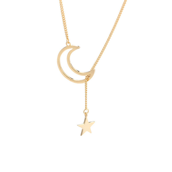 Moon Star Charm Lariat Y Necklace
