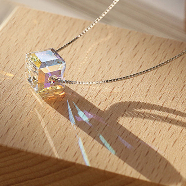 Sugar Cube Square Crystal Necklace