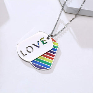 Rainbow LGBTQ Pride Love Charm Necklace