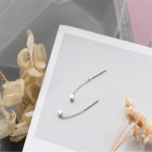 Small Square Cube Ear Threader Earrings