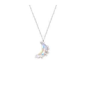 Moon Star Opal Charm Pendant Necklace