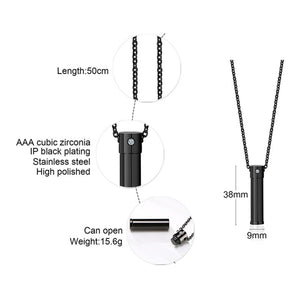 Collana con pendente urna a cilindro di cenere umana