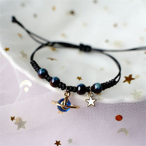 Planet Moon Star Couple Matching Rope Bracelet
