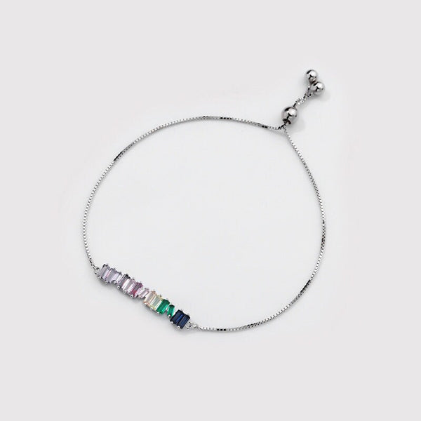 Rainbow Colored Gem Charm Bracelet