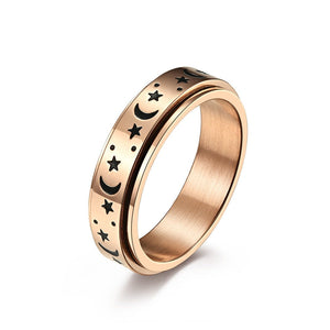 Moon Star Fidget Spinner Couple Band Ring