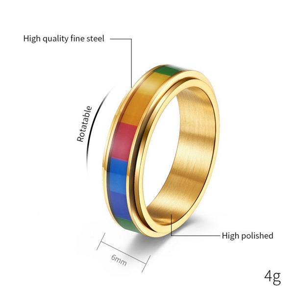Rainbow LGBTQ Pride Fidget Spinner Ring
