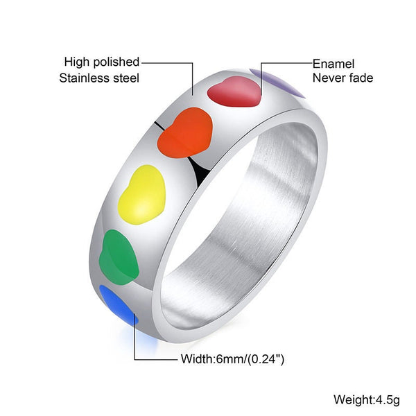 Rainbow LGBTQ Pride Heart Couple Ring