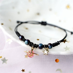 Planet Moon Star Couple Matching Rope Bracelet