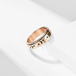 Moon Star Fidget Spinner Couple Band Ring