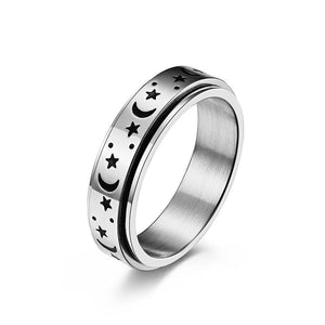 Moon Star Fidget Spinner Couple Band Ring