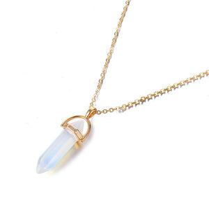 Crystal Raw Stone Healing Pendant Necklace