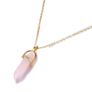 Crystal Raw Stone Healing Pendant Necklace