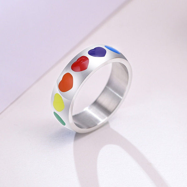 Rainbow LGBTQ Pride Heart Couple Ring