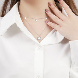 Dainty Round Circle Charm Station Necklace