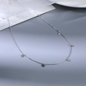 Dainty Round Circle Charm Station Necklace