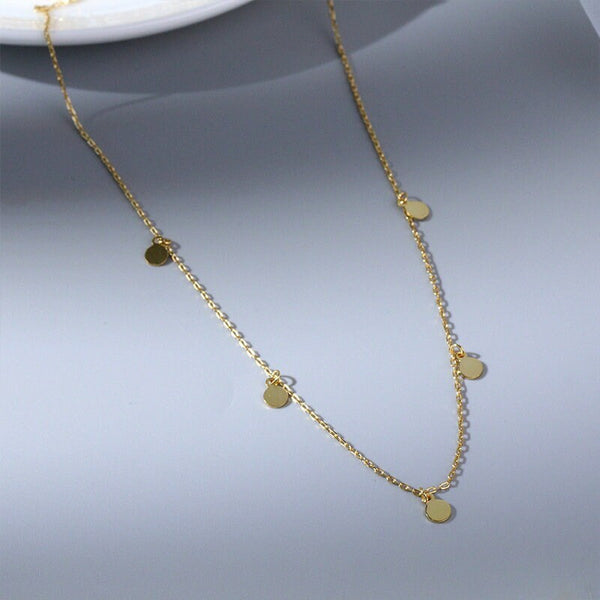 Dainty Gold Round Circle Charm Necklace