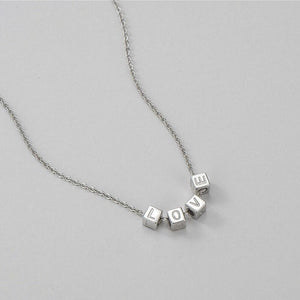 Cubic Letter Bead Name Charm Necklace