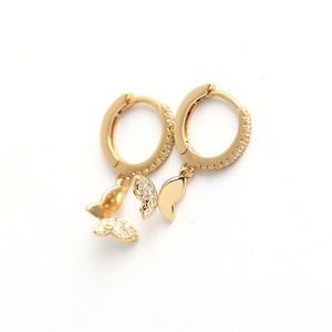 Butterfly Charm Dangle Drop Hoop Earrings