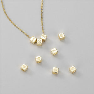Cubic Letter Bead Name Charm Necklace