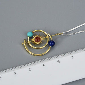 Solar System Sun Planet Statement Necklace