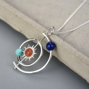 Solar System Sun Planet Statement Necklace