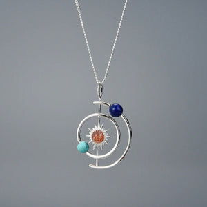 Solar System Sun Planet Statement Necklace