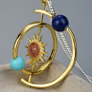 Solar System Sun Planet Statement Necklace