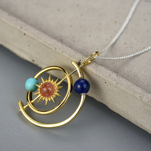 Solar System Sun Planet Statement Necklace