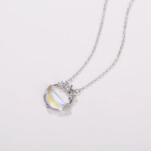 Moon Star Opal Charm Pendant Necklace