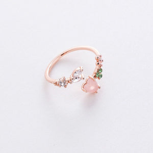 Pink Heart Flower Stacking Bypass Ring